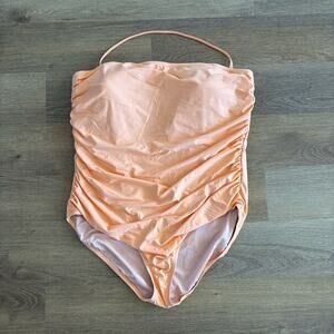 J.Crew Orange Gemma Ruched Bandeau One Piece Swim Size 24